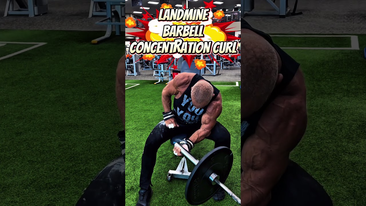 LANDMINE BARBELL CONCENTRATION CURLS FOR BICEP PEAK #BICEPS #workout #motivation #workouttips