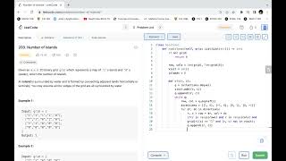 NUMBER OF ISLANDS - Leetcode 200 - Python