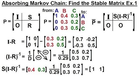 Prob & Stats - Markov Chains (26 of 38) Absorbing Markov Chain: Stable Matrix=? Ex. 1
