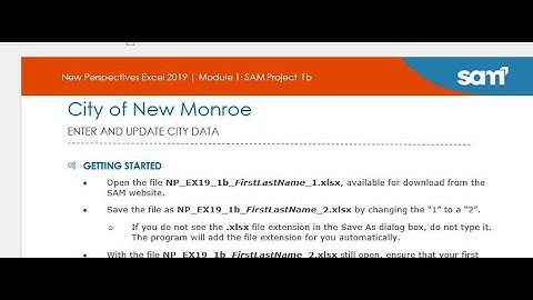 Excel Module 1 SAM Project B City of New Monroe || Excel Module 1 SAM Project 1b
