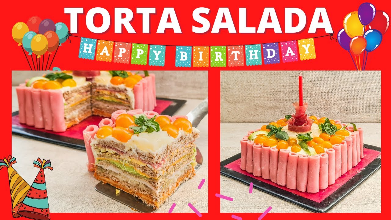 TORTA SALADA de CUMPLEAÑOS !!!!! 😋PAN DE MIGA💘💘💘💘 (Smörgåstårta)