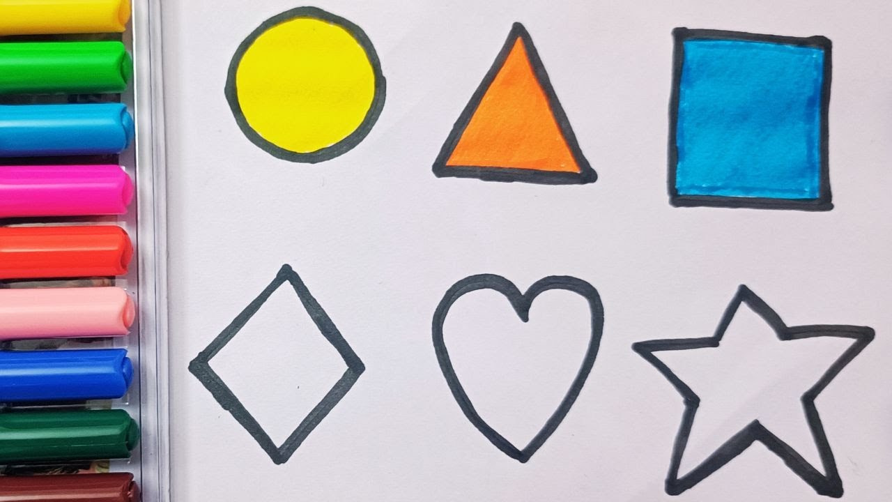 Learn to draw shapes for kids and toddlers | Shapes, Colors, preschool ...
