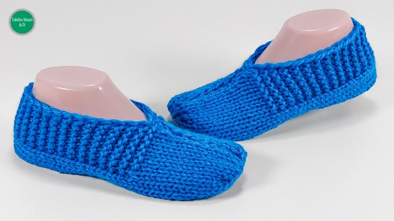 Легкие тапочки спицами для начинающих пошагово.