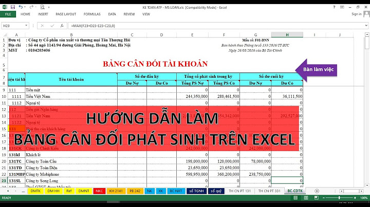 Cách lập số liệu phát sinh kê toán trên excel