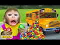 Koko Monkey Drive The M&M Candy Bus & Making Colorful Cola Fanta Jelly | KUDO KOKO CHANNEL