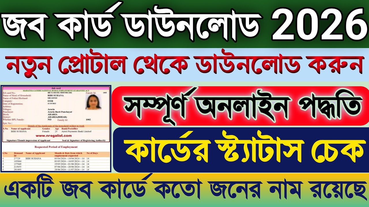 Job card download process 2026।Job card status check online