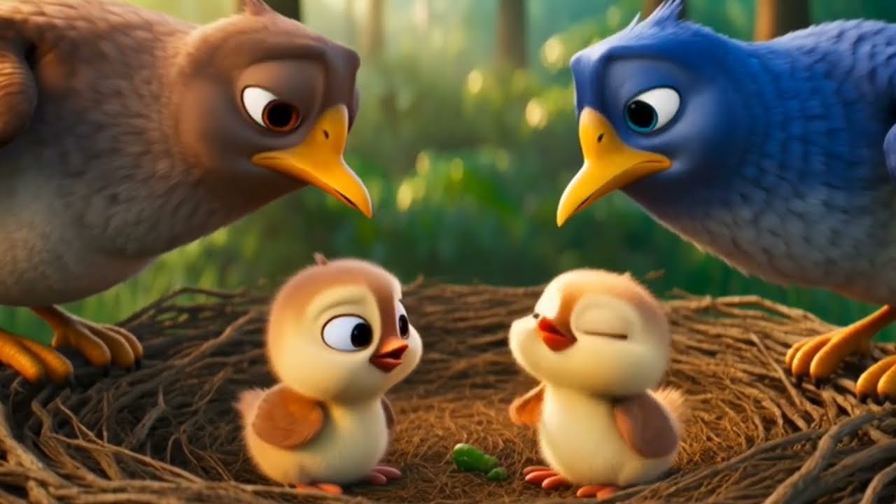 Bird Family Song.Kids Moral Story in 3D Pixar Style | Family Love Song चिड़िया का प्यारा परिवार. 