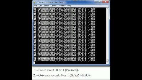 Bluetooth BLE Active RFID Packet: Panic or G-sensor events