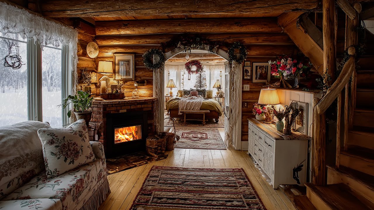 🔴An Old Cabin Letting Silence Grow | Cozy Fireplace Sounds for Calm and Restful Sleep 🔥💤