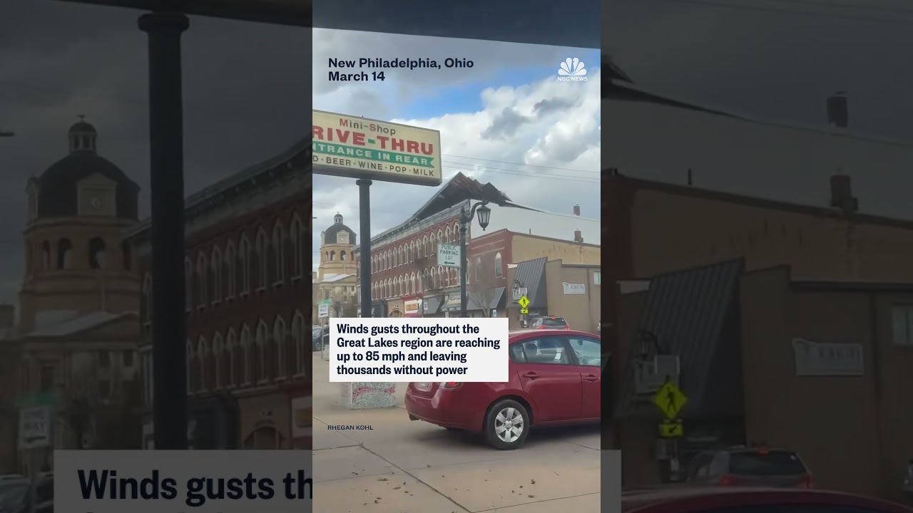 Strong winds tear roof off of Ohio building