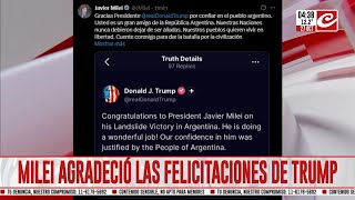 Celebrity Milei recibió el mensaje más esperado: Donald Trump lo felicitó a través de las redes Profile