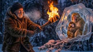 The snow monkey begged an old man to save her dying baby… The ending will melt your heart ❄️🐒