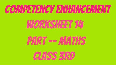 Competency Enhancement Worksheet 14#Class 3rd# Math#PSEB@ShellysStudyRoom