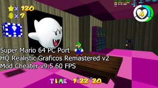 Super Mario 64 PC Port Mod Cheater v9.5 HQ Realistic Graficos Remastered v2 Link Pra Download 60 FPS