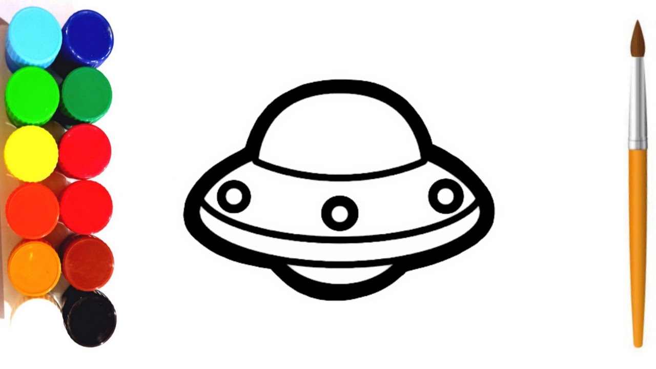 How to Draw Alien Spaceship for kids and Coloring Step by Step | Alien ...