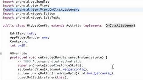 Android Application Development   165   Setting up Widget Configuration Class