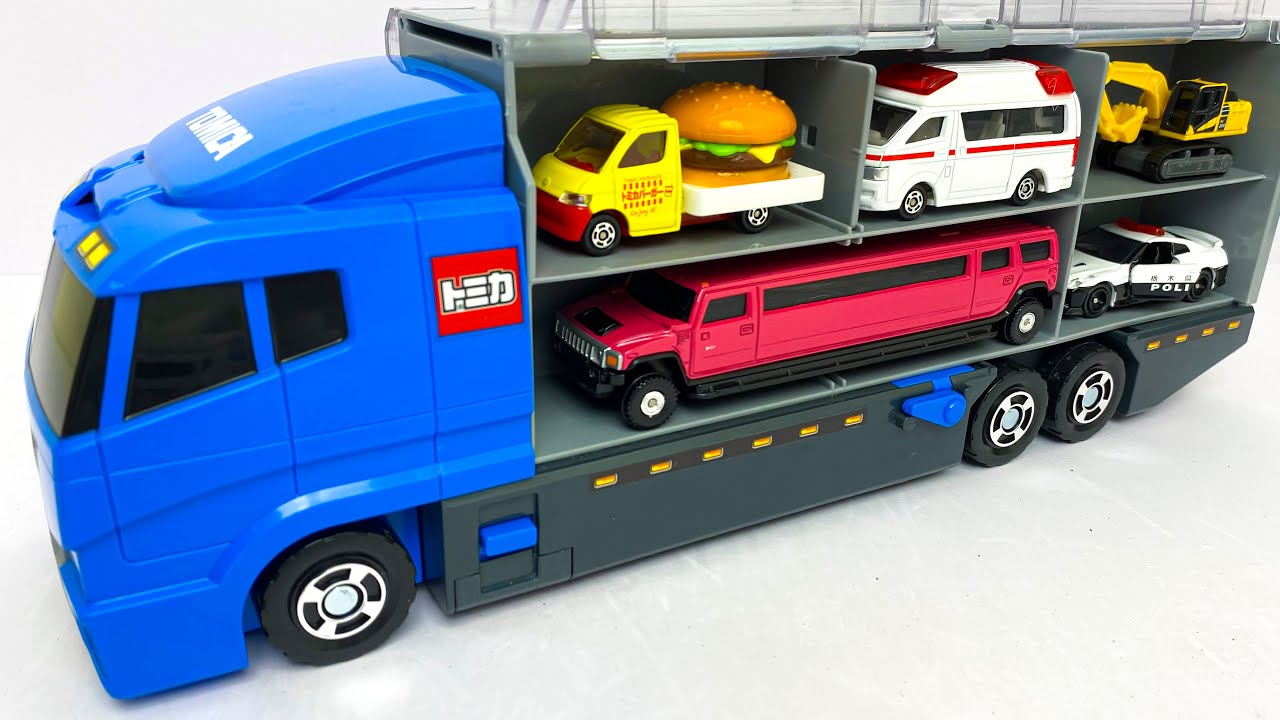 トミカ☆ランボルギーニ・トラック・バスなどを開封！コンボイに収納！ Unboxing Tomica Lamborghini, Bus & Truck Convoy!