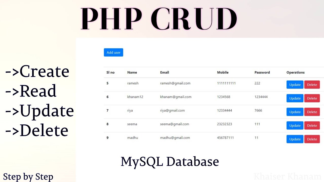 php update mysql  New  PHP CRUD   || Create, Read, Update, Delete.