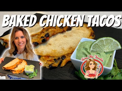 Oven Baked Chicken Tacos with Avocado Lime Crema | Tara the Foodie