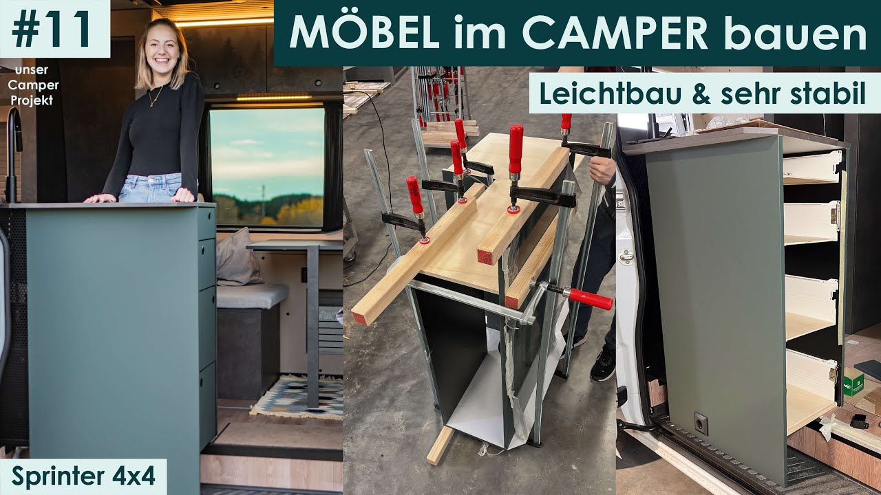 MÖBEL im CAMPER selber bauen, Leichtbau Camper Küche & Sitzbank