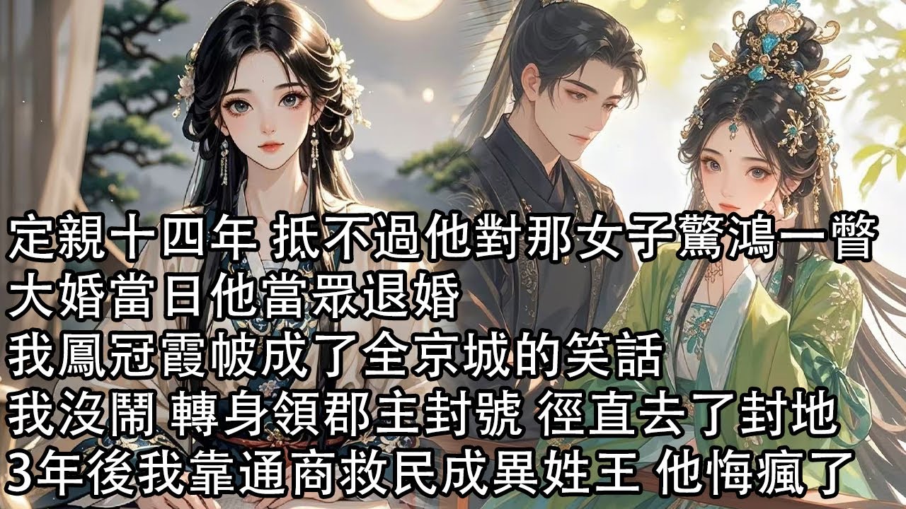 【一口氣看完】定親十四年 抵不過他對那女子驚鴻一瞥，大婚當日他當眾退婚，我鳳冠霞帔成了全京城的笑話，我沒鬧 轉身領郡主封號 徑直去了封地，3年後我靠通商救民成異姓王 他悔瘋了