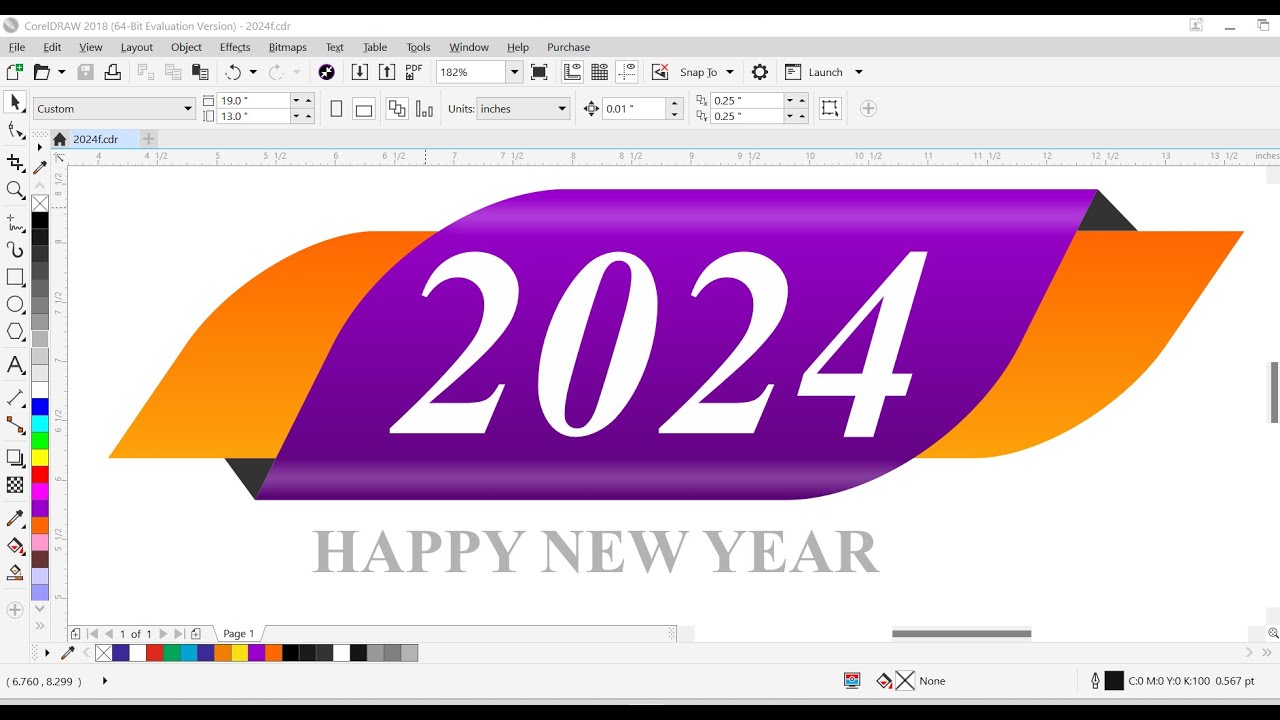 How to Make 2024 Ribbon Design, Basic CorelDraw in Hindi - YouTube