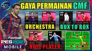 PEMBAHASAN LENGKAP GAYA PERMAINAN CMF BOX TO BOX, ORCHESTRATOR, PENYERANG LUBANG PES 2021 MOBILE