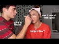 MY BOYFRIEND DOES MY MAKEUP AND Q&A!!!(HILARIOUS)