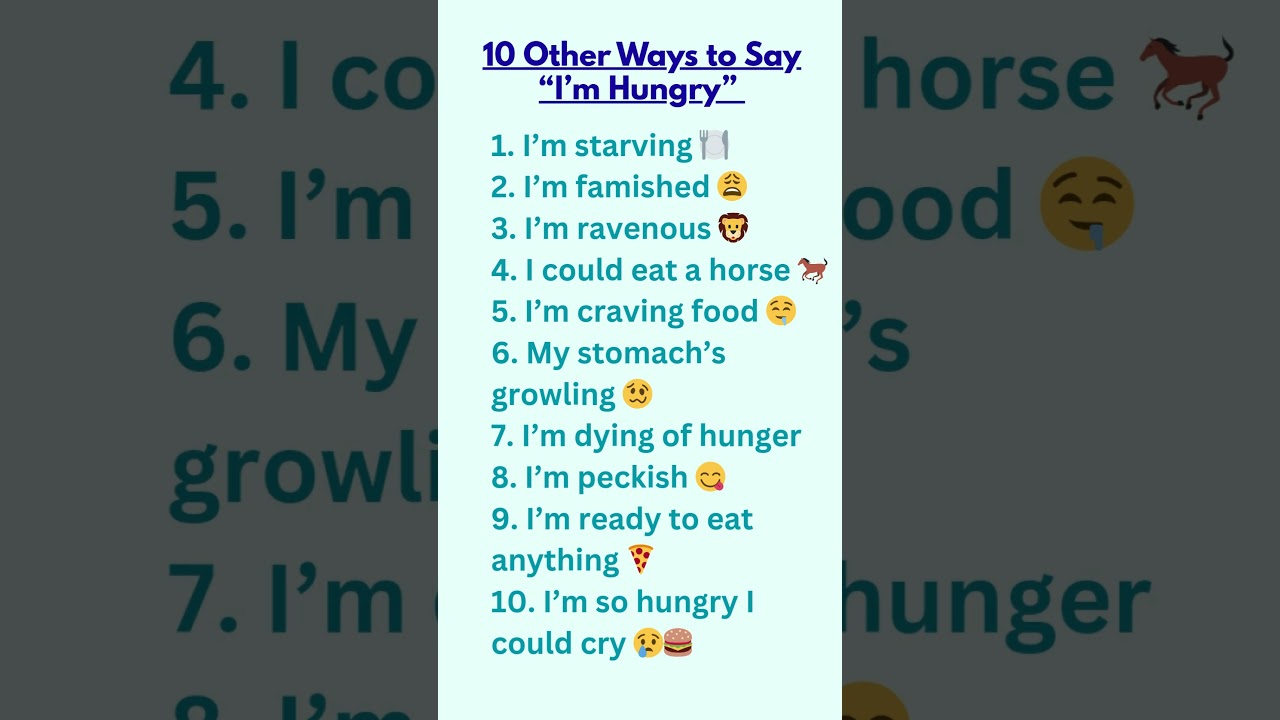 10 Cool Alternatives to &ldquo;I&rsquo;m Hungry&rdquo; 🤤👉 #SpokenEnglish#englishlearning