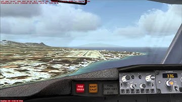 FSX Boeing B737 800 LGSR Santorini Aerosoft  RWY 34R VOR DME approach land cockpit
