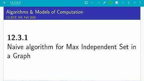 UIUC CS 374 FA 20: 12.3.1. A naive algorithm for maximum independent set in a graph