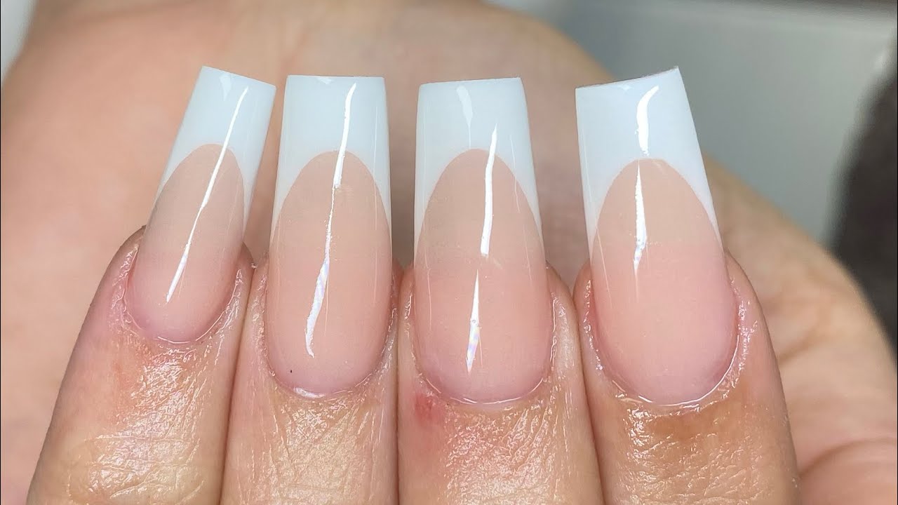 All Acrylic French Fullset | Tapered Square | Classy Nail Inspo | Simple  Nail Design - YouTube