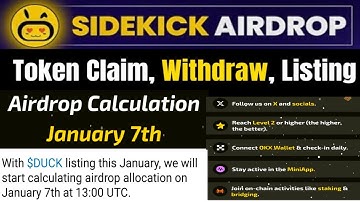 sidekick airdrop claim update || duckchain airdrop criteria announced #sidekick #duckchain