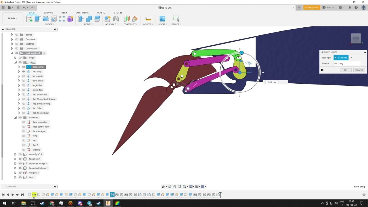 simplified double slotted flaps kinematics