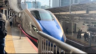 JR西日本W7系新幹線幹ﾊｸW14編成がはくたか669号敦賀行きとして東京駅20番線を発車する動画（2024.3,20）