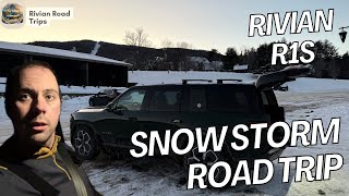 Rivian R1S is the Ultimate Snowy Winter Ski Road Tripper handling the snow with no problem