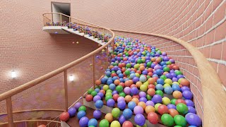 22,400 Balls on spiral stair 2.0 - Blender animation - Blender Rigid body simulation