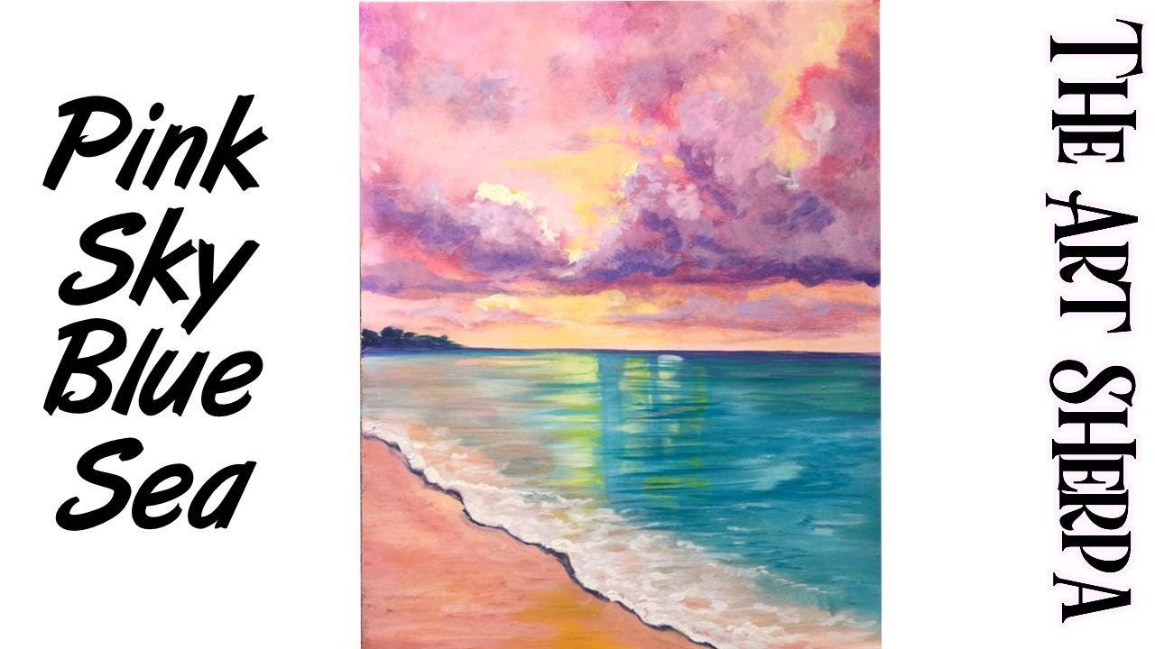 Easy How To Paint Watercolor Beach Step By Step, Acrylic To Watercolor By  The Art Sherpa