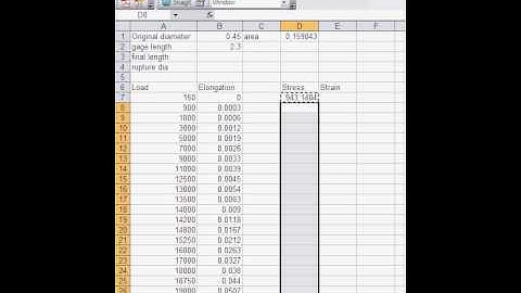 C calculating stress and strain values