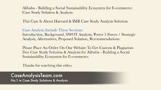Alibaba Building a Social Sustainability Ecosystem for E-commerce Case Study Solution & Analysis