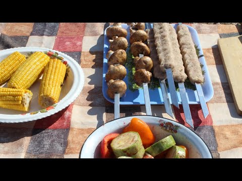 ЛЮЛЯ-КЕБАБ из картофеля, овощи на МАНГАЛЕ