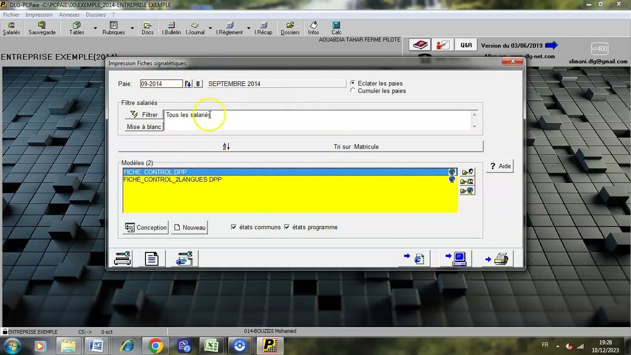 VOIR FICHE DE POSITION ET SIGNALETIQUE  PC PAIE  CHAINE AHMED /DLG