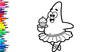 Ballerina Patrick Star Drawing, Painting & Coloring For Kids and Toddlers_ Kids Art