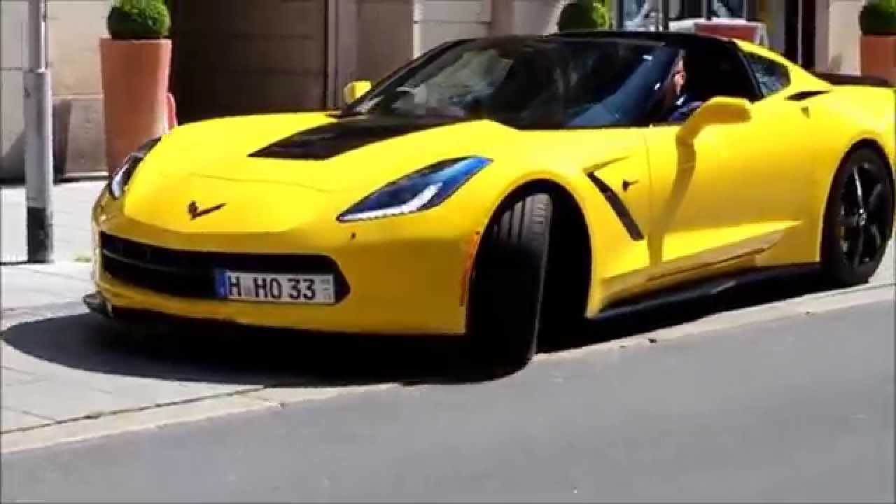 Yellow Corvette C7 Stingray Z51 Driving Away You Yellow Corvette C7 Stingray Z51 Driving Away