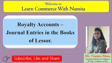 B.COM/ CA -  2. Royalty Accounts - Journal entries in the books of lessor.