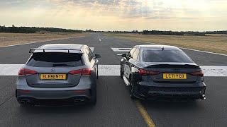 DRAG RACE! MERCEDESAMG A45 S VS NEW AUDI RS3 SALOON!