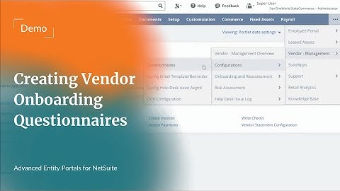 NetSuite Vendor Onboarding Questionnaires | Demo | Advanced Entity Portals for #NetSuite