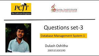 Questions set 03 | Database Management System | Java Institute | Dulash Oshitha