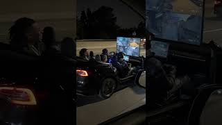 Gaming in a roofless Tesla! 🎮  🏎️   FunCarsAndComedy 1080p, h264