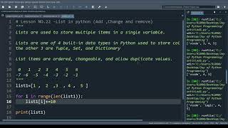 Lesson 22: List in python- part 2 | How to add , modify and delete elements from the list in python